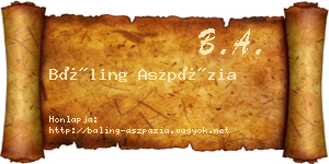 Báling Aszpázia névjegykártya